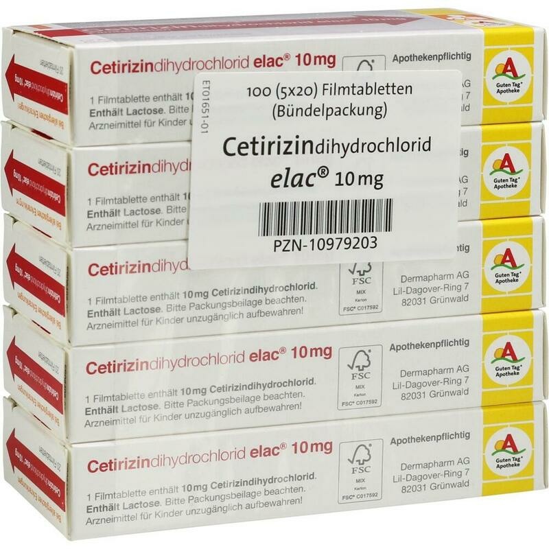 CETIRIZINDIHYDROCHLORID elac 10 mg Filmtabletten